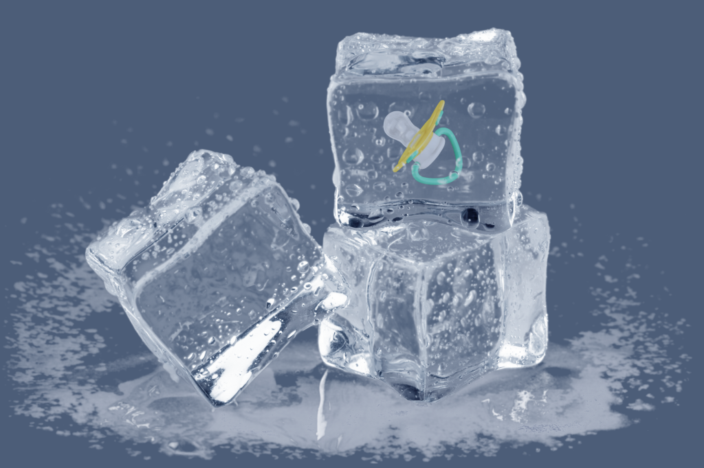 Ciuccio in cubetti di ghiaccio social freezing
