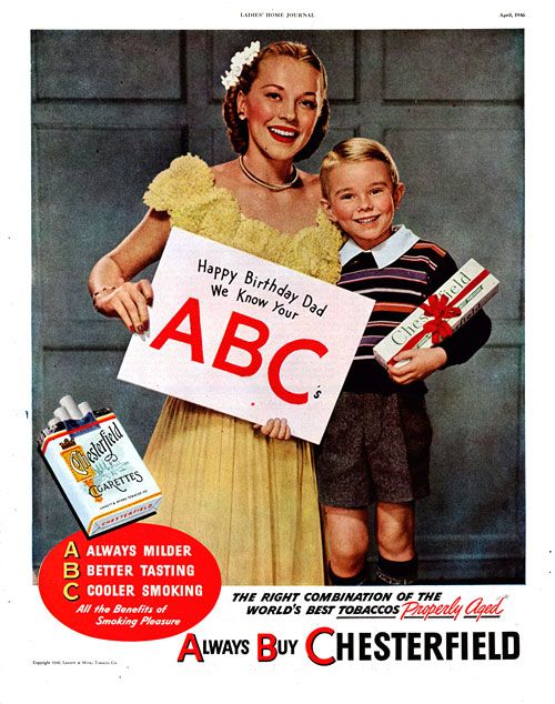 pubblicità pro fumo anni Cinquanta