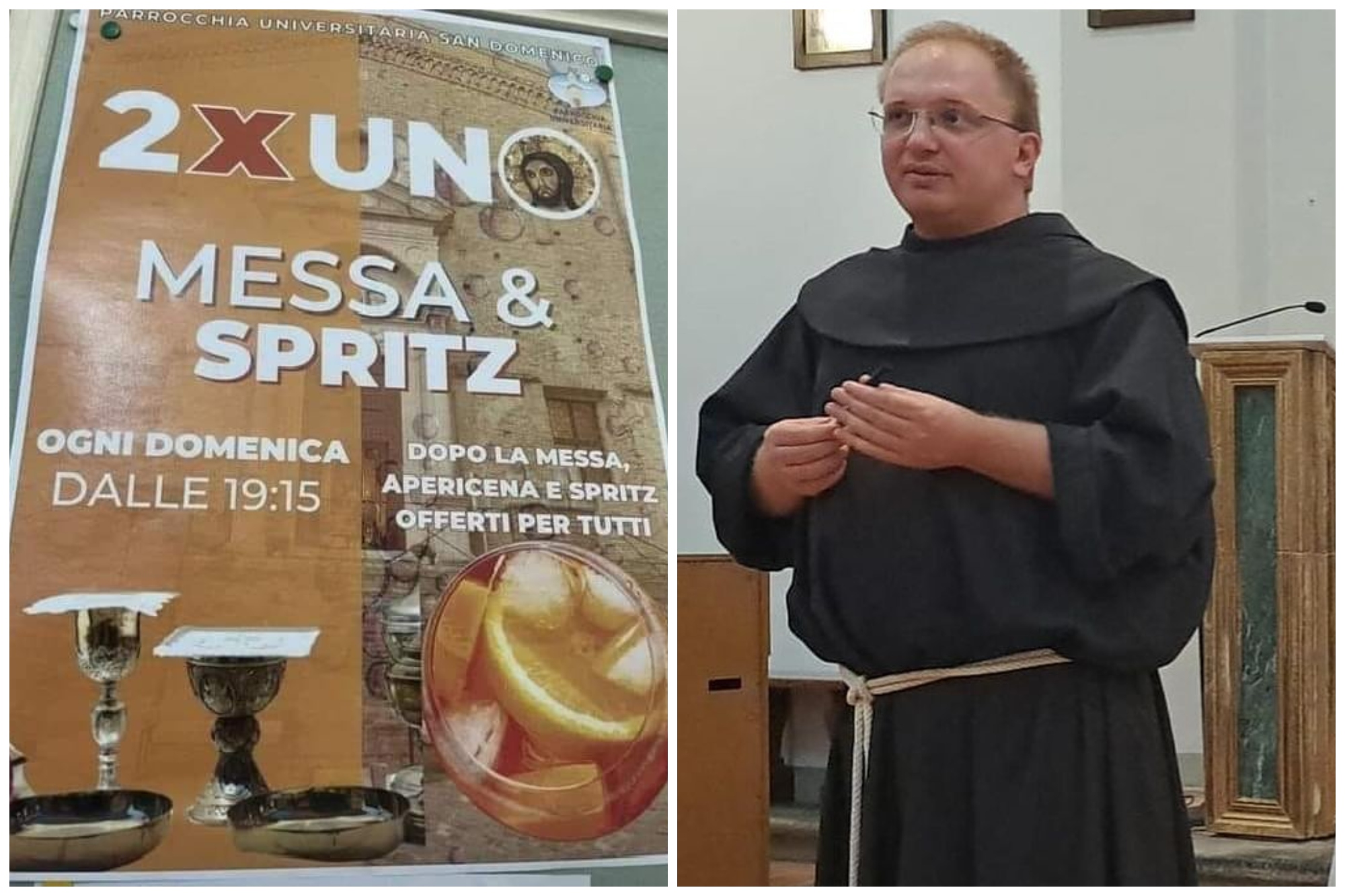 Urbino, parroco propone “Messa e Spritz”: l’apericena crea polemica