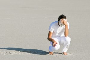 Uomo Triste Maschera Spiaggia Canva