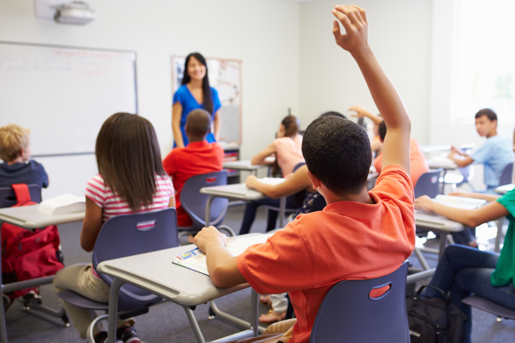 Scuola Classe Studenti Mano Alzata