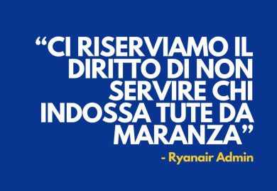 “Non serviamo chi indossa tute da maranza”: Ryanair nella bufera