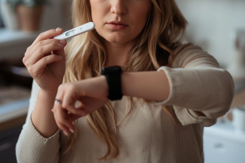 Donna scopre gravidanza con smartwatch - CanvaAi