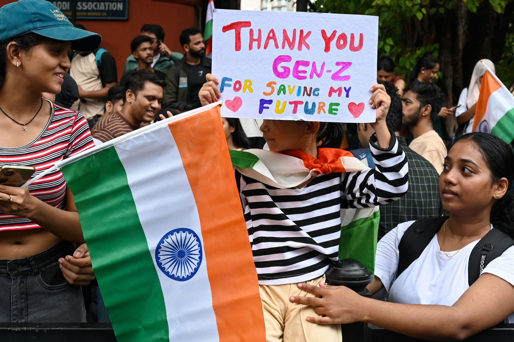 Bambini manifestano con la Gen Z in India - Afp